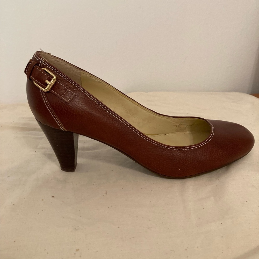 Ralph Lauren tan leather heels